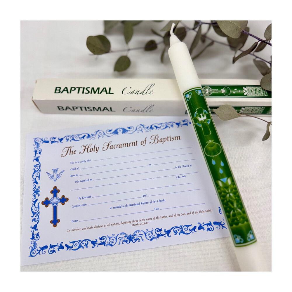 Dove With Shell Celtic Cross Baptism Candle