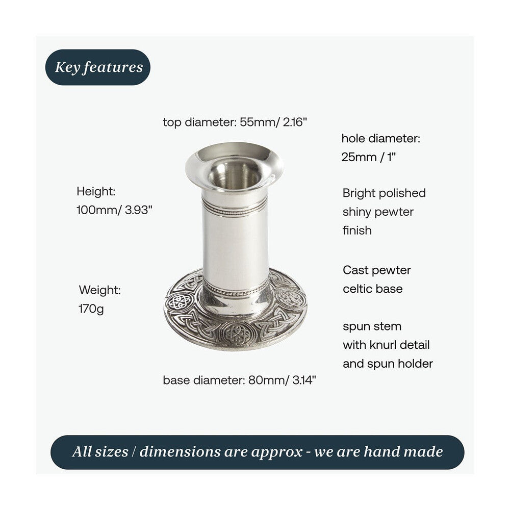 Large Celtic Base Pewter Candle Holder