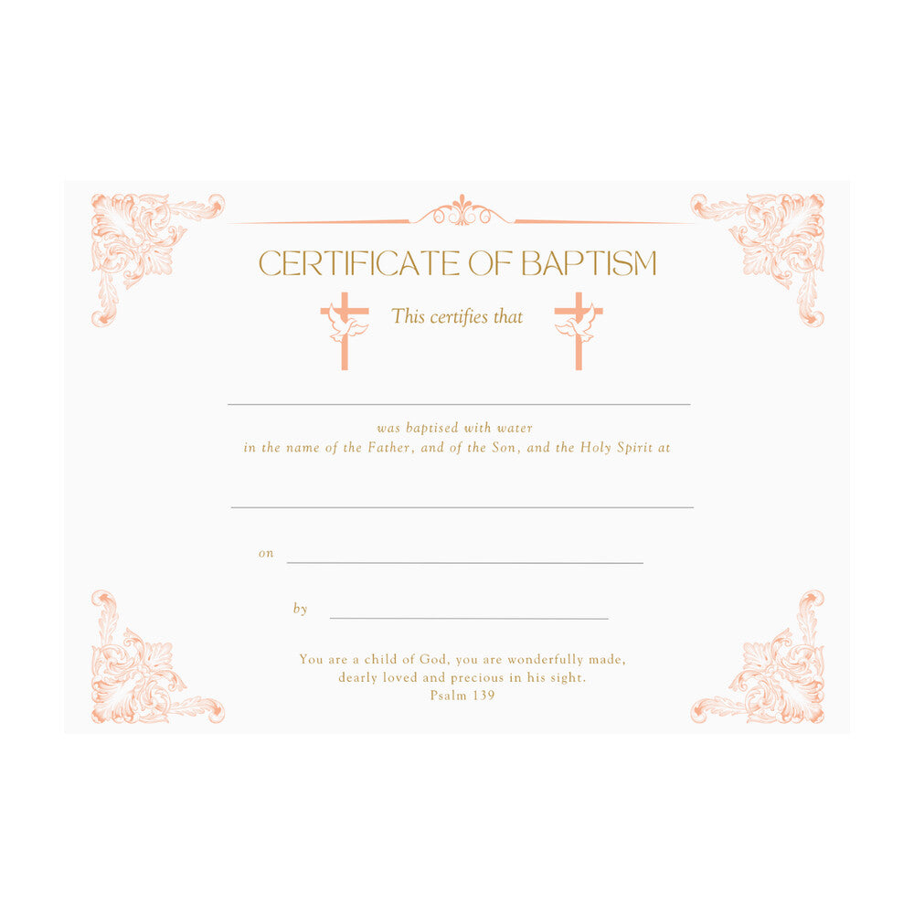 Baptismal Certificate with Crosses & Doves Design