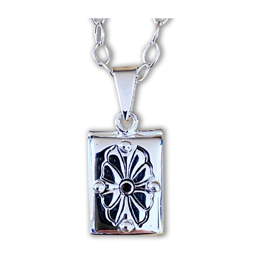 Evangelist Locket with Garnet Necklace