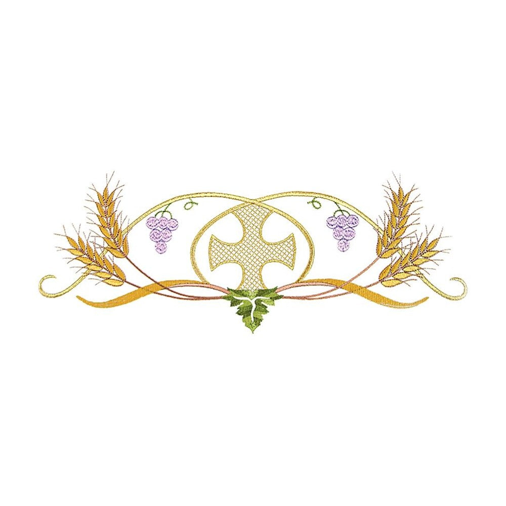 Embroidered Alb with Wheat & Grape Eucharistic Motif