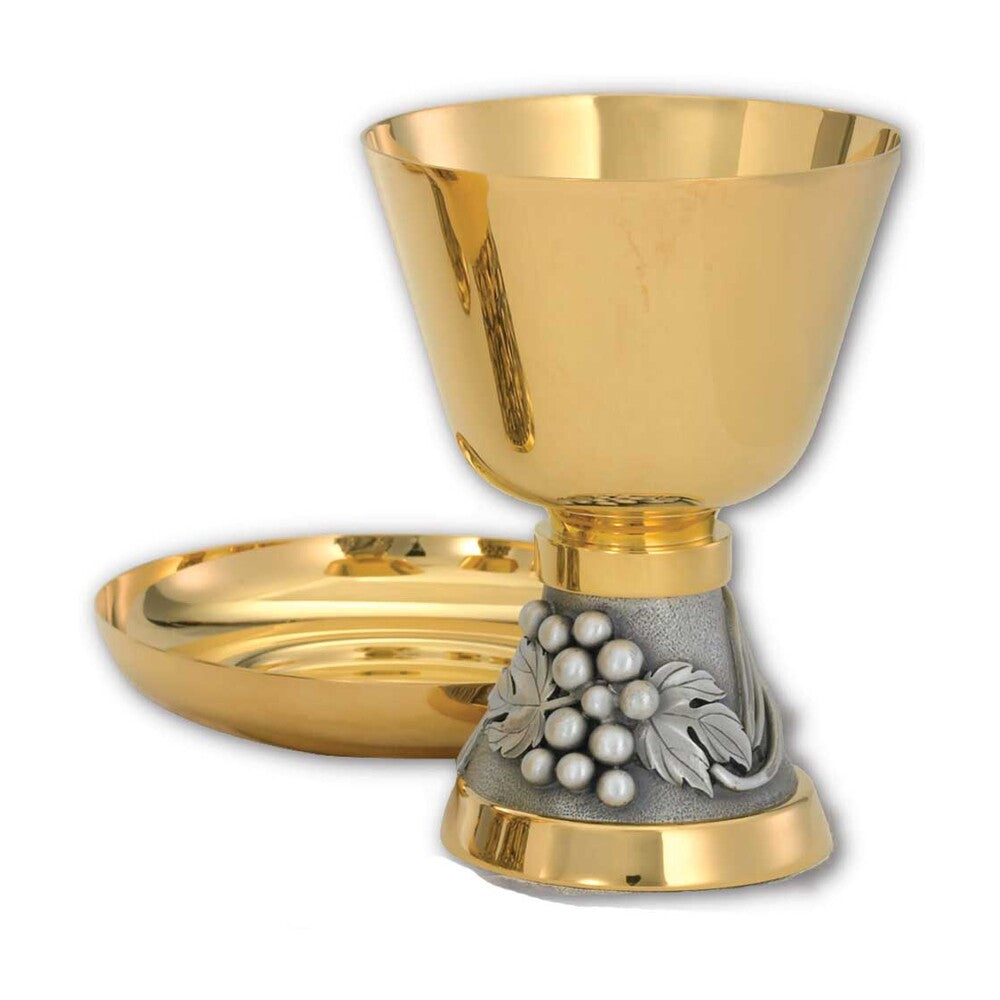 6 1/4” Gold Chalice With Silver Oxide Detail - Matching Ciborium Available