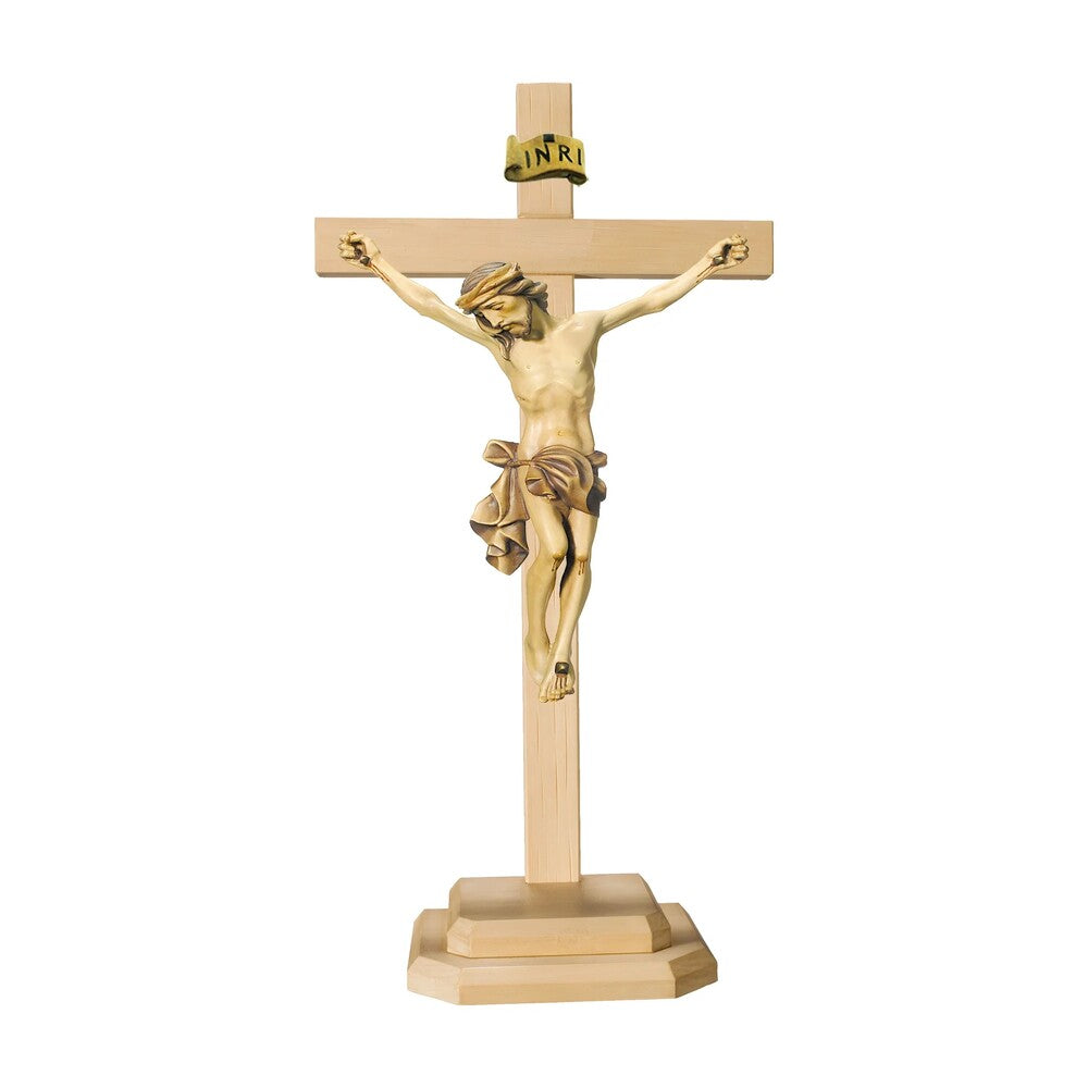 Crucifix with Base Artistic Wood Sculpture Val Gardena