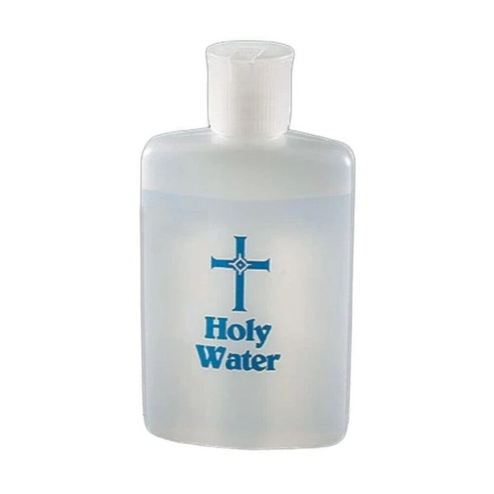 Blue Lettering Holy Water Bottle