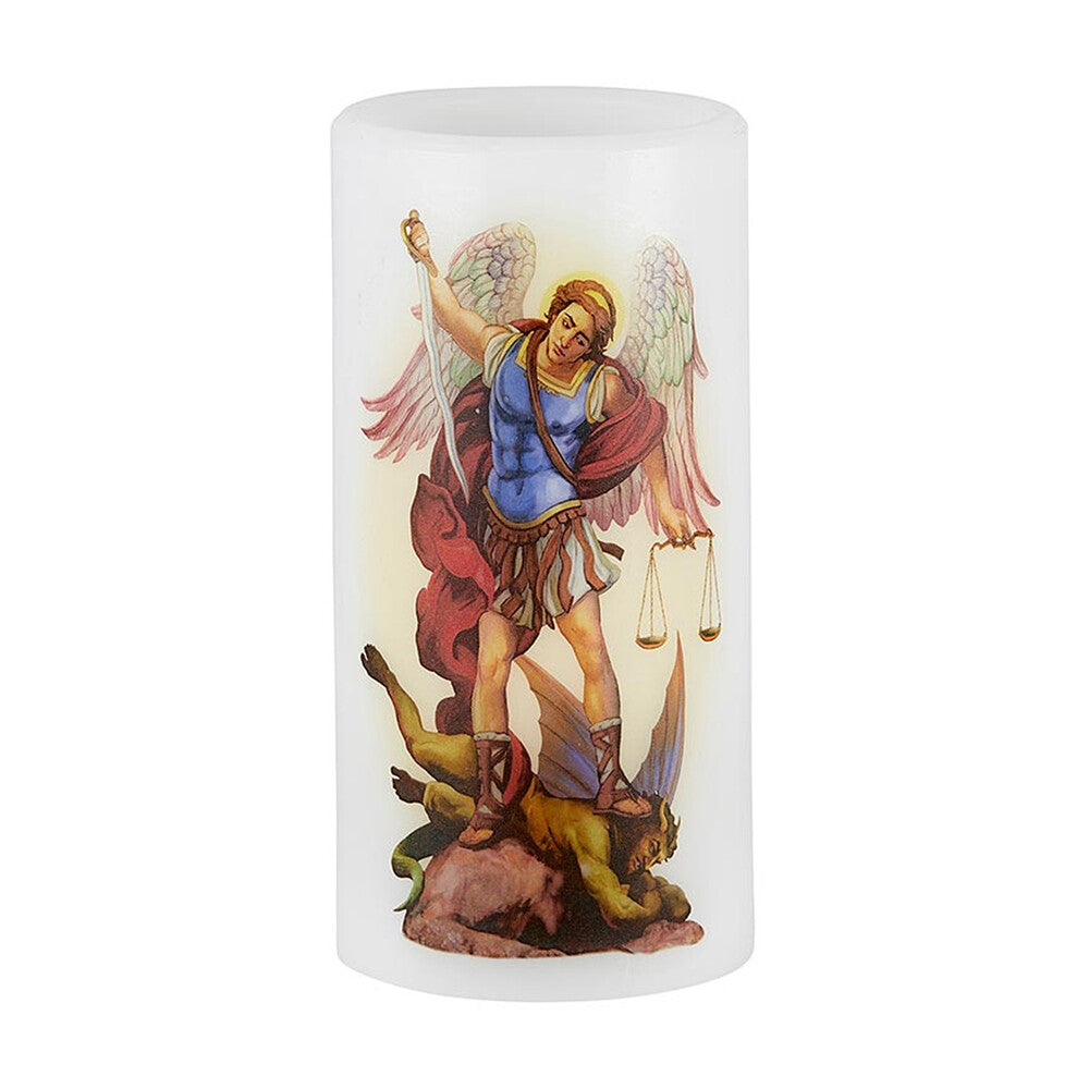 Saint Michael Flickering Flameless Devotional Candle