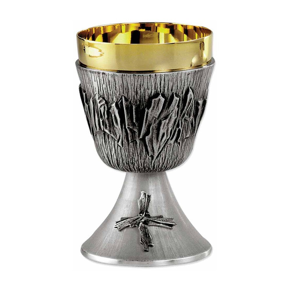 6 1/2" High Heavily Textured Brass Chalice