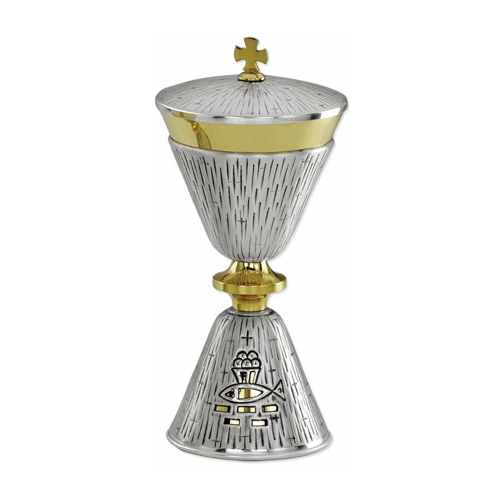 8 5/8" High Loaves & Fishes Brass Ciborium
