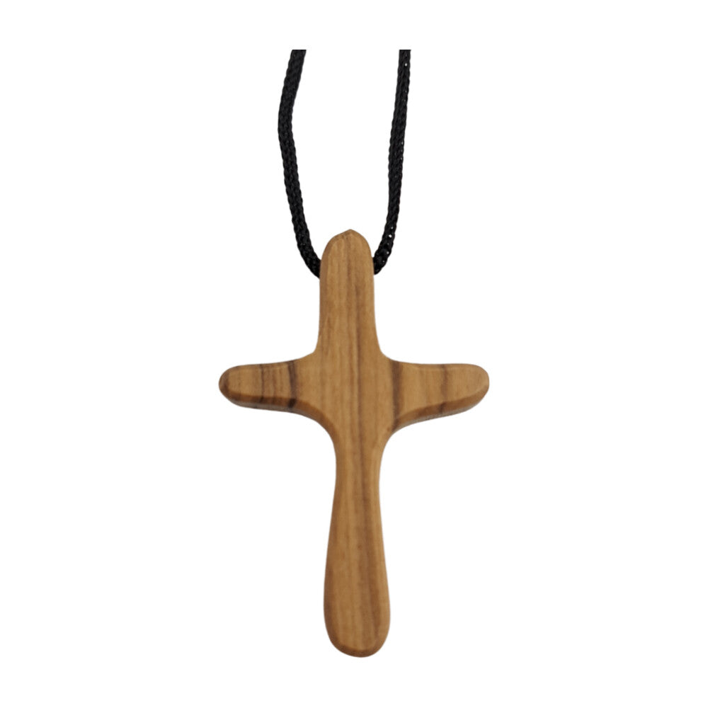 Olive Wood Holding Cross Pendant, Style HLWA36