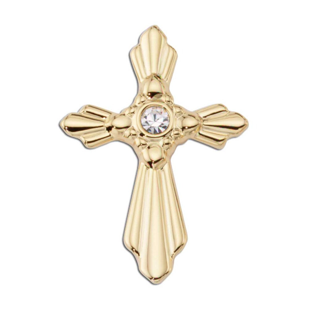 Gold Cross with Central Detail Lapel Pin