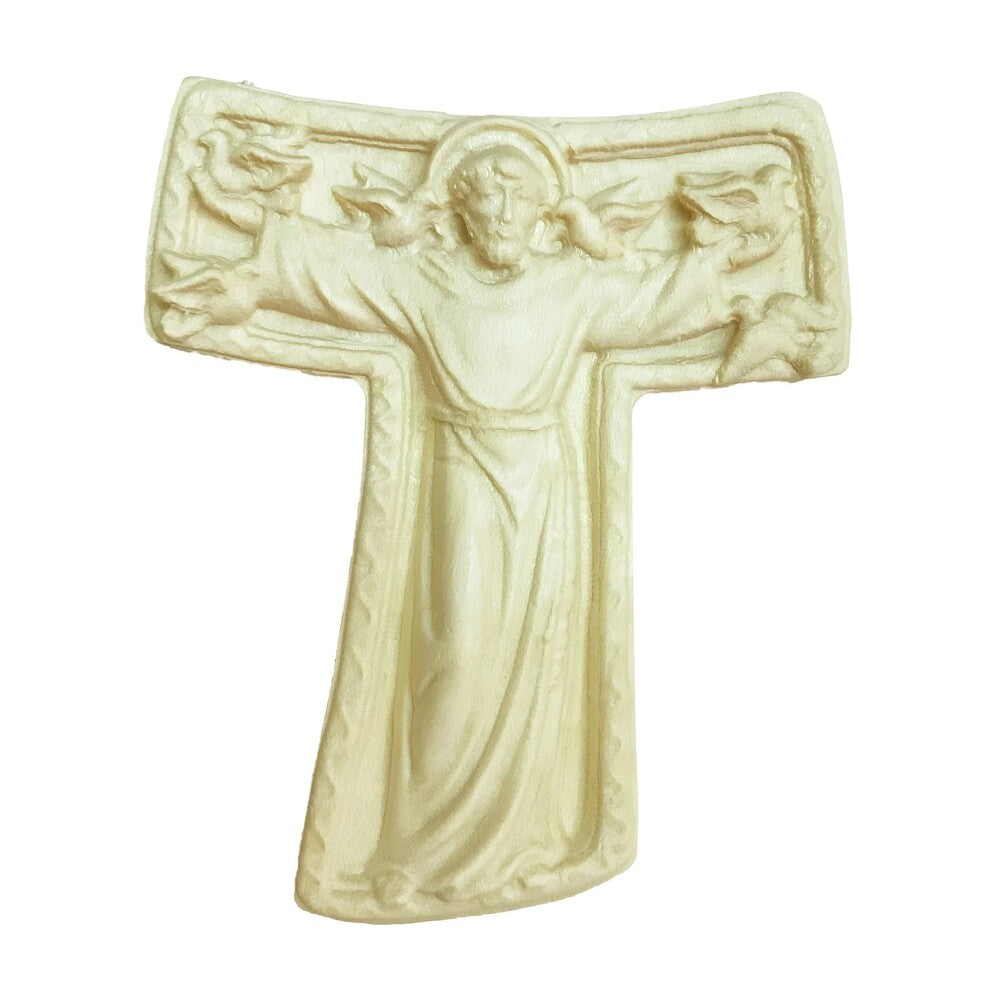 Handmade Wooden Saint Francis Tau Cross Val Gardena