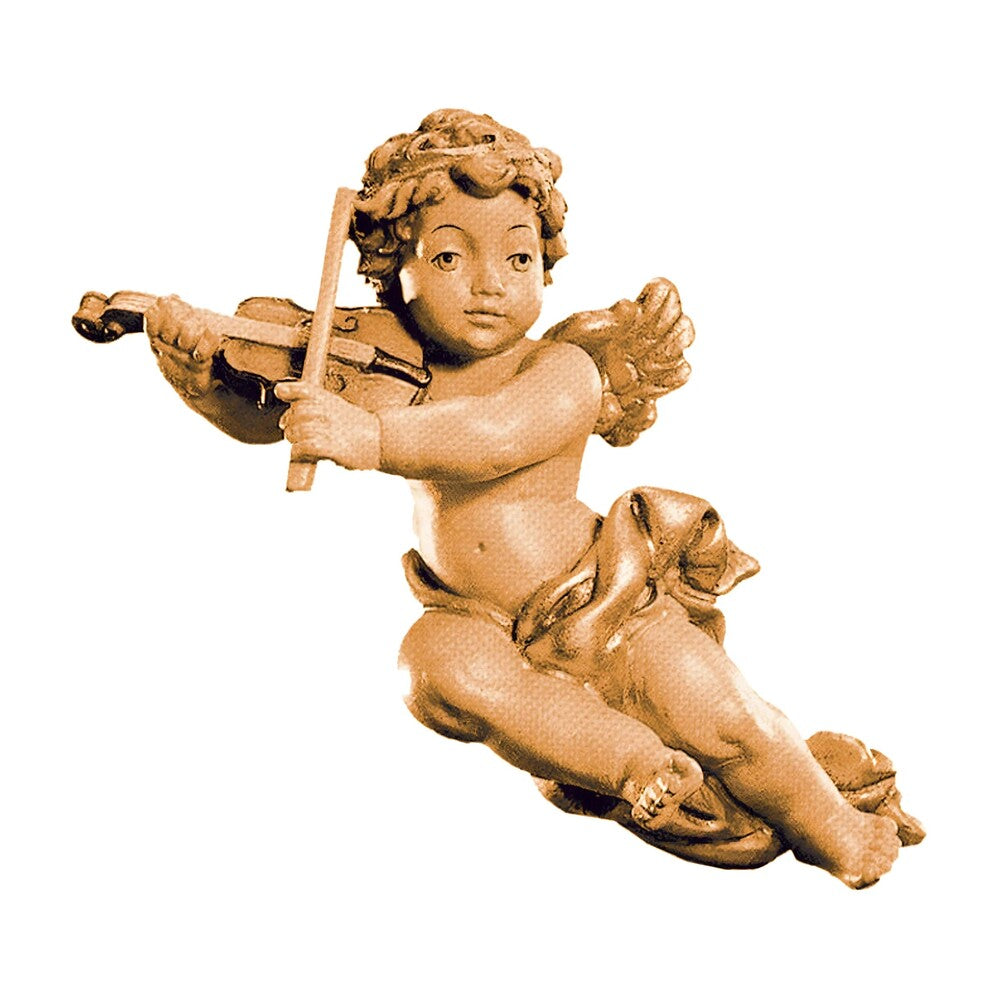 Flying Angel Putto Musician with violin | Maple wood Val Gardena