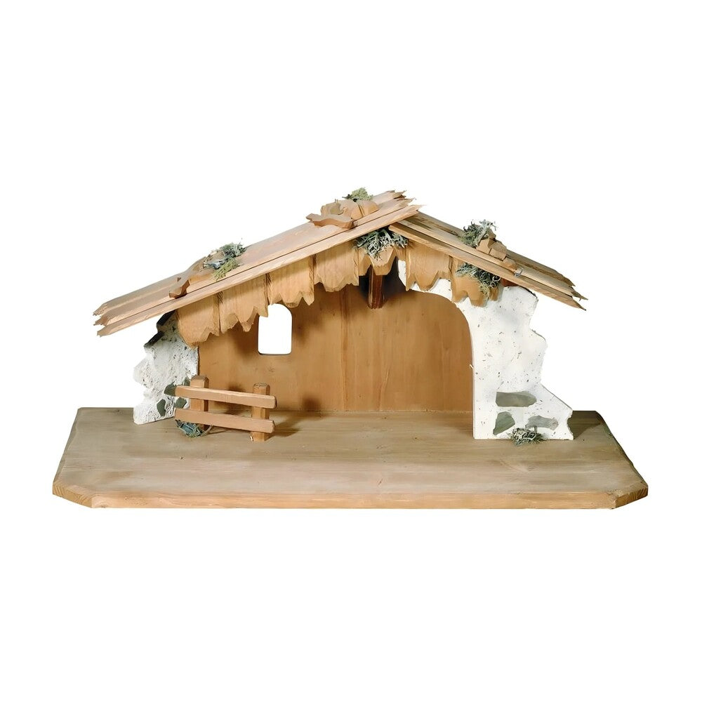 Handmade Basswood Nativity Stable