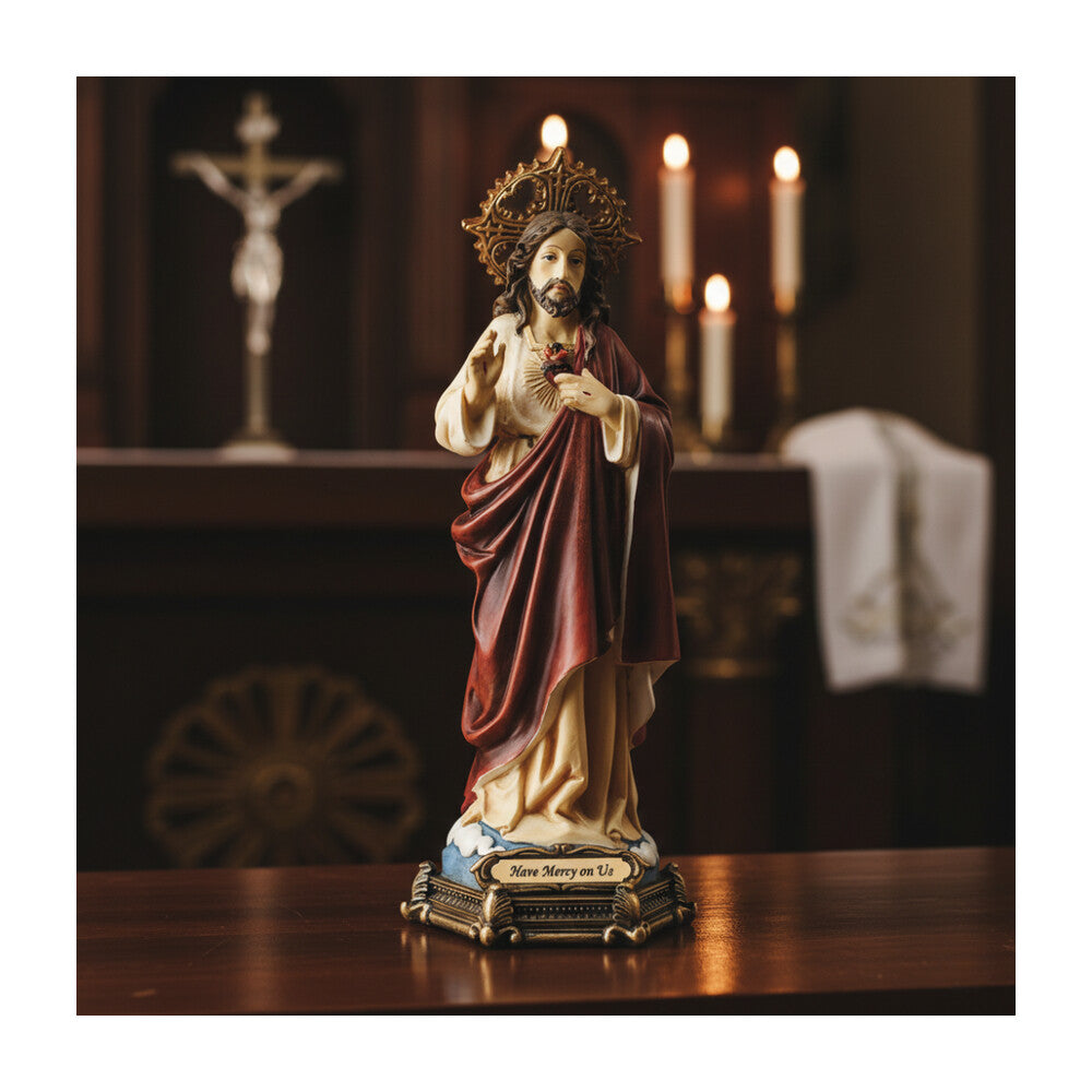 9" Sacred Heart of Jesus Resin Statue