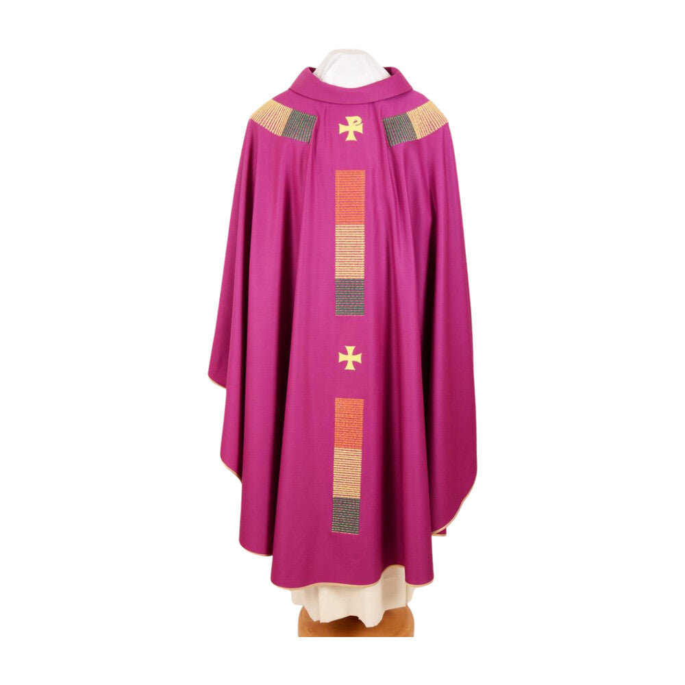 Pure Wool Gothic Style Embroidered Chasuble - Available 5 Liturgical Colours