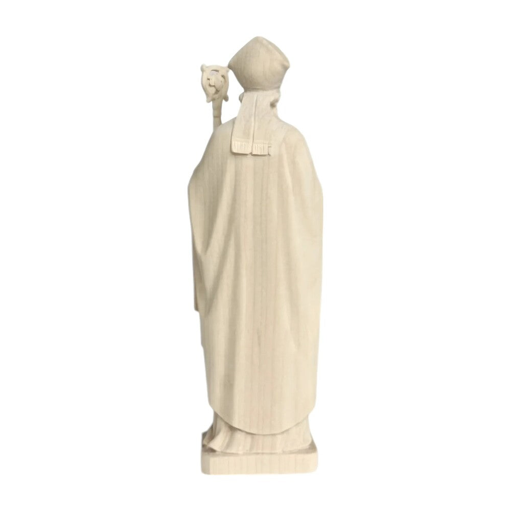 Wooden Sculpture of Saint Patrick with Shamrock and Bishop's Crozier
