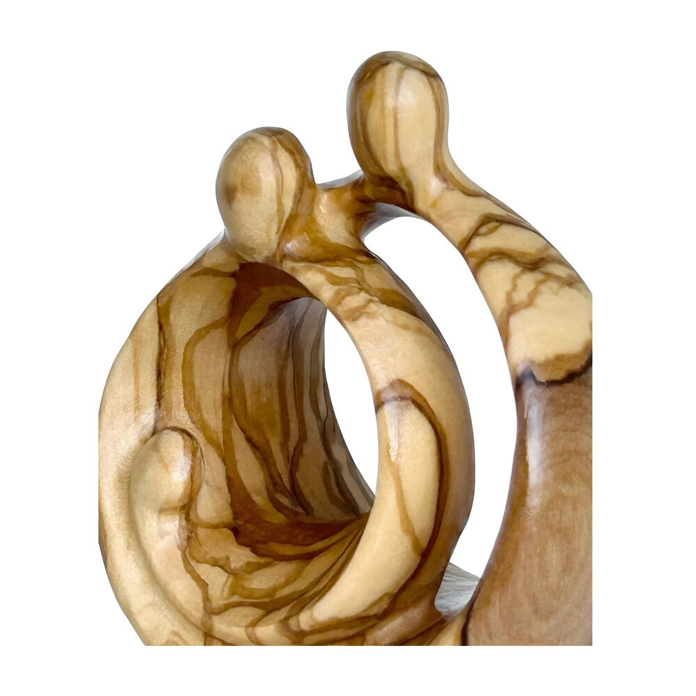 Modern Stylized Nativity Scene in Maple Wood β Family Embrace Sculpture