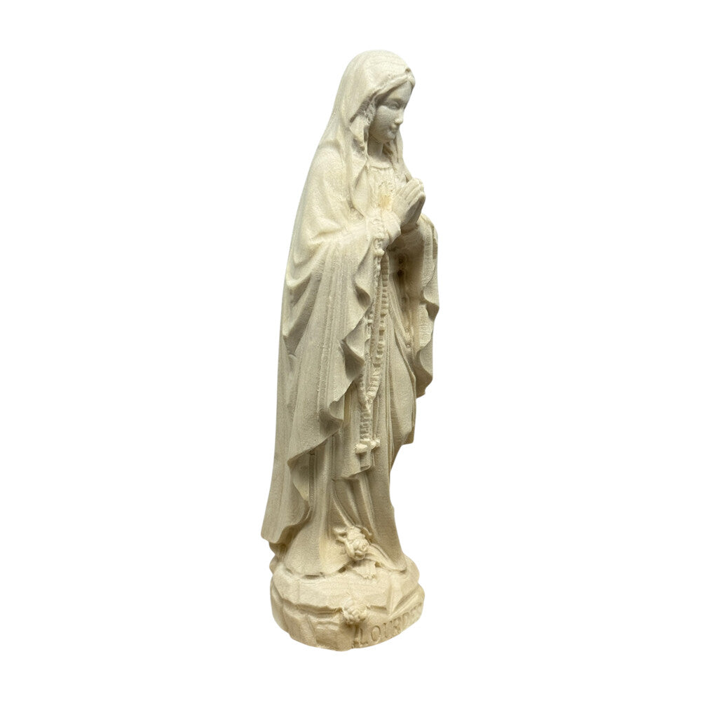 Hand-carved Lourdes Madonna statue in maple and linden wood