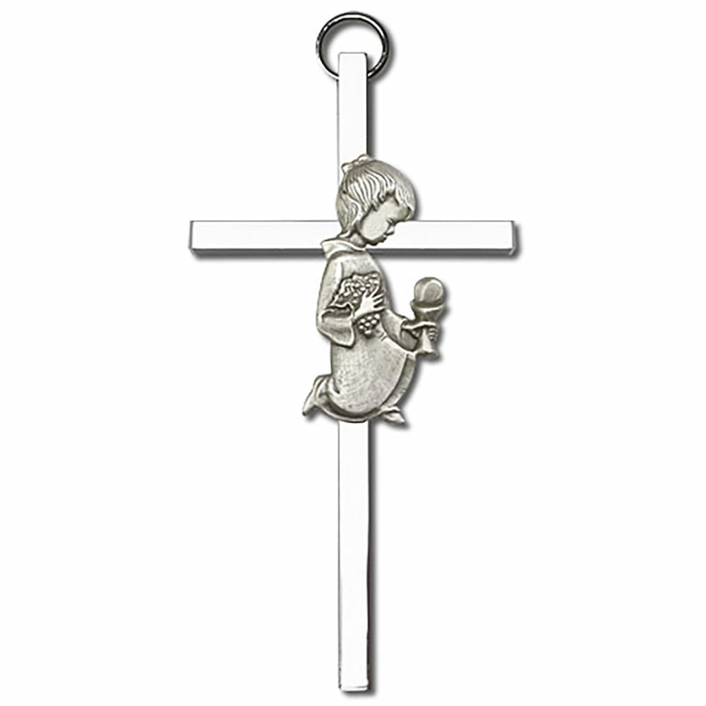 Communion Girl 4" Metal Wall Cross 4420