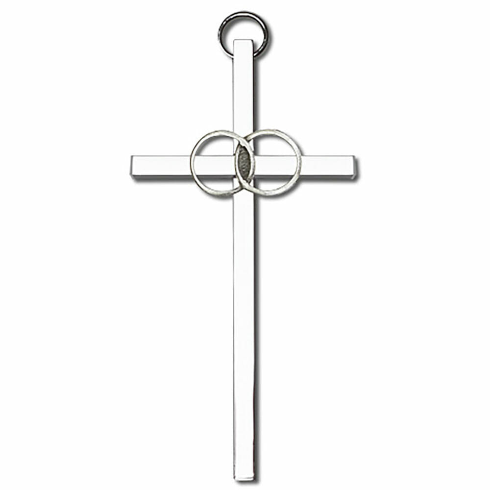 Wedding Rings 4" Metal Wall Cross 4440