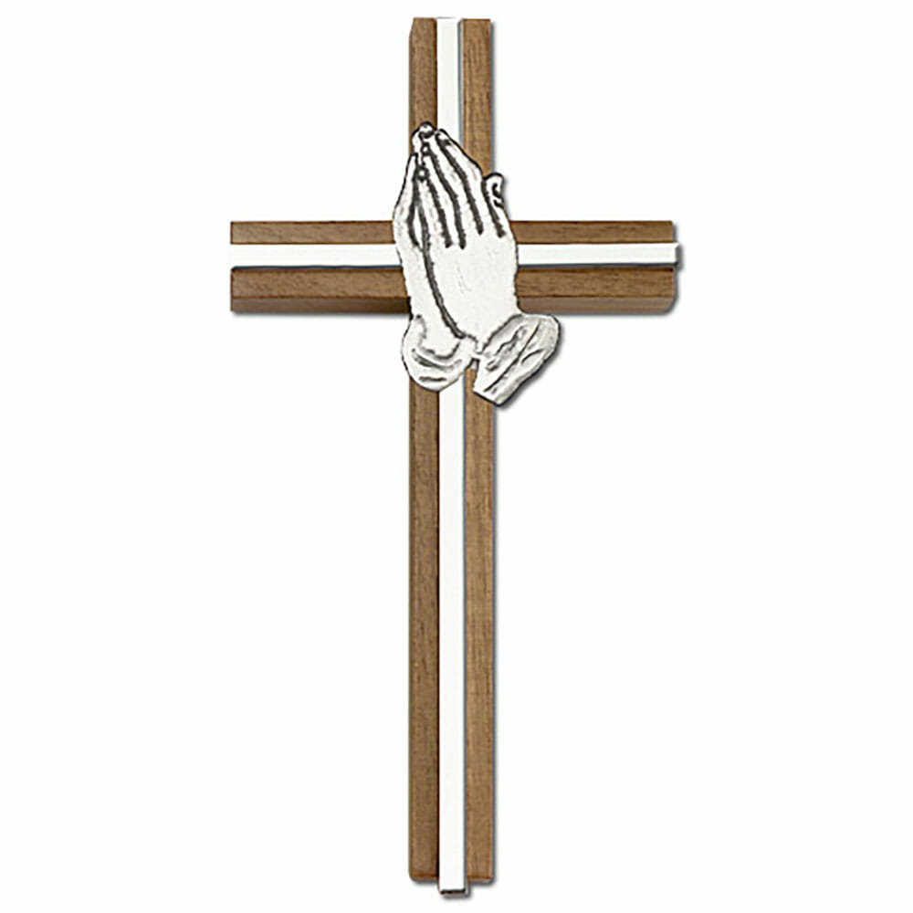 Praying Hands 6" Wood Cross 5091