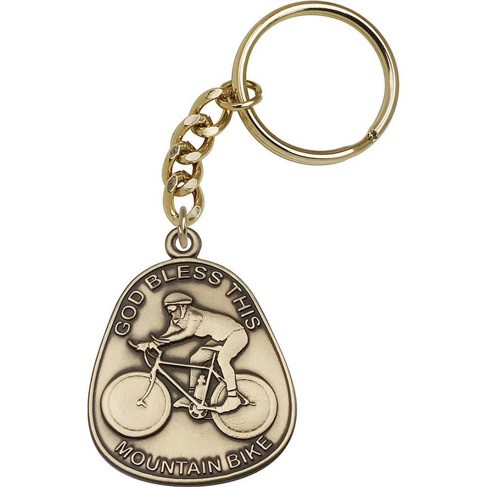 God Bless This Mountain Bike Keychain