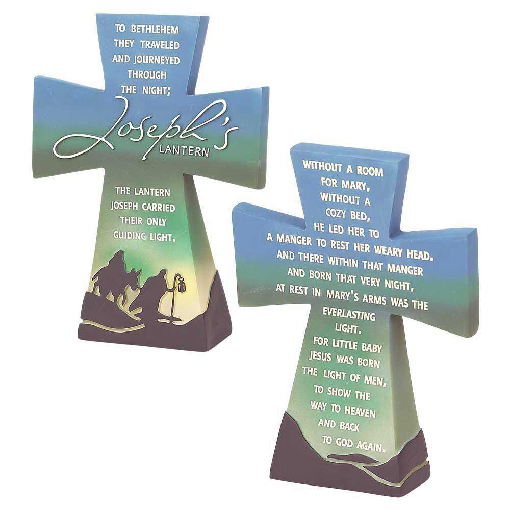 Joseph's Lantern Tabletop Cross 5" High
