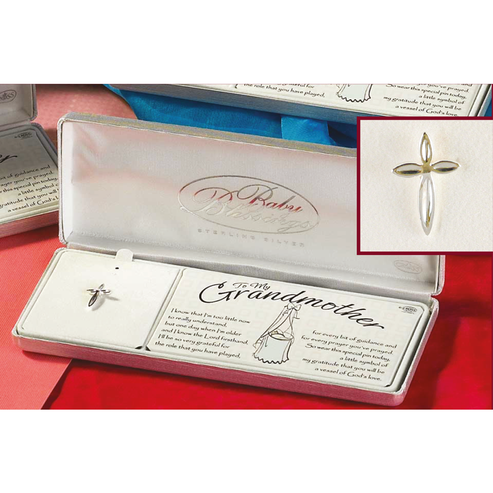 To My Grandmother Petal Cross Lapel Pin