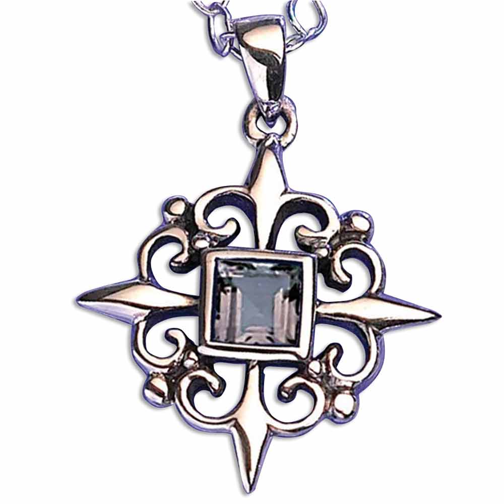 Burnham Cross with Blue Topaz Necklace