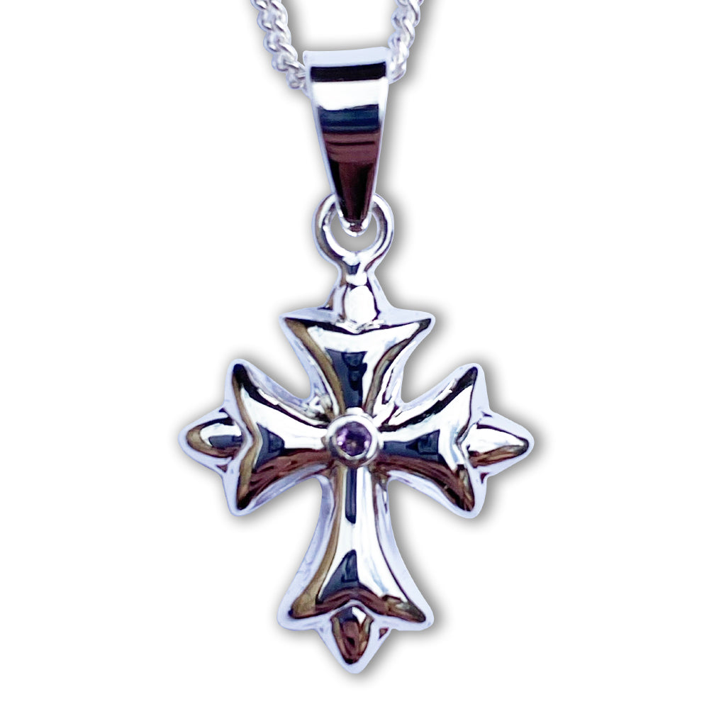 Abbey Cross with Amethyst Necklace