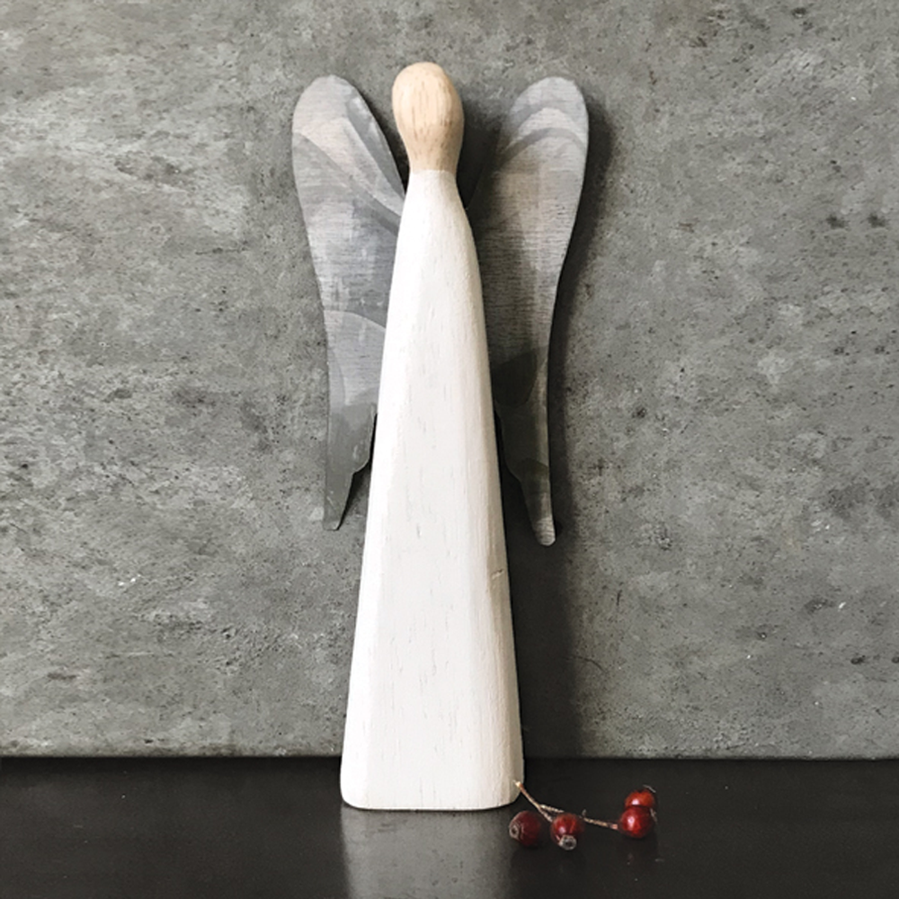 White Angel With Metal Wings - Large