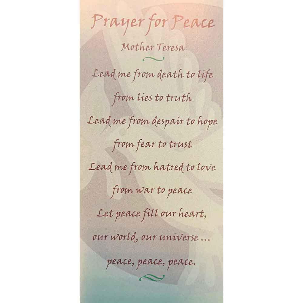 Olive Wood Dove Medallion Peace Cross with Peace Prayer Card