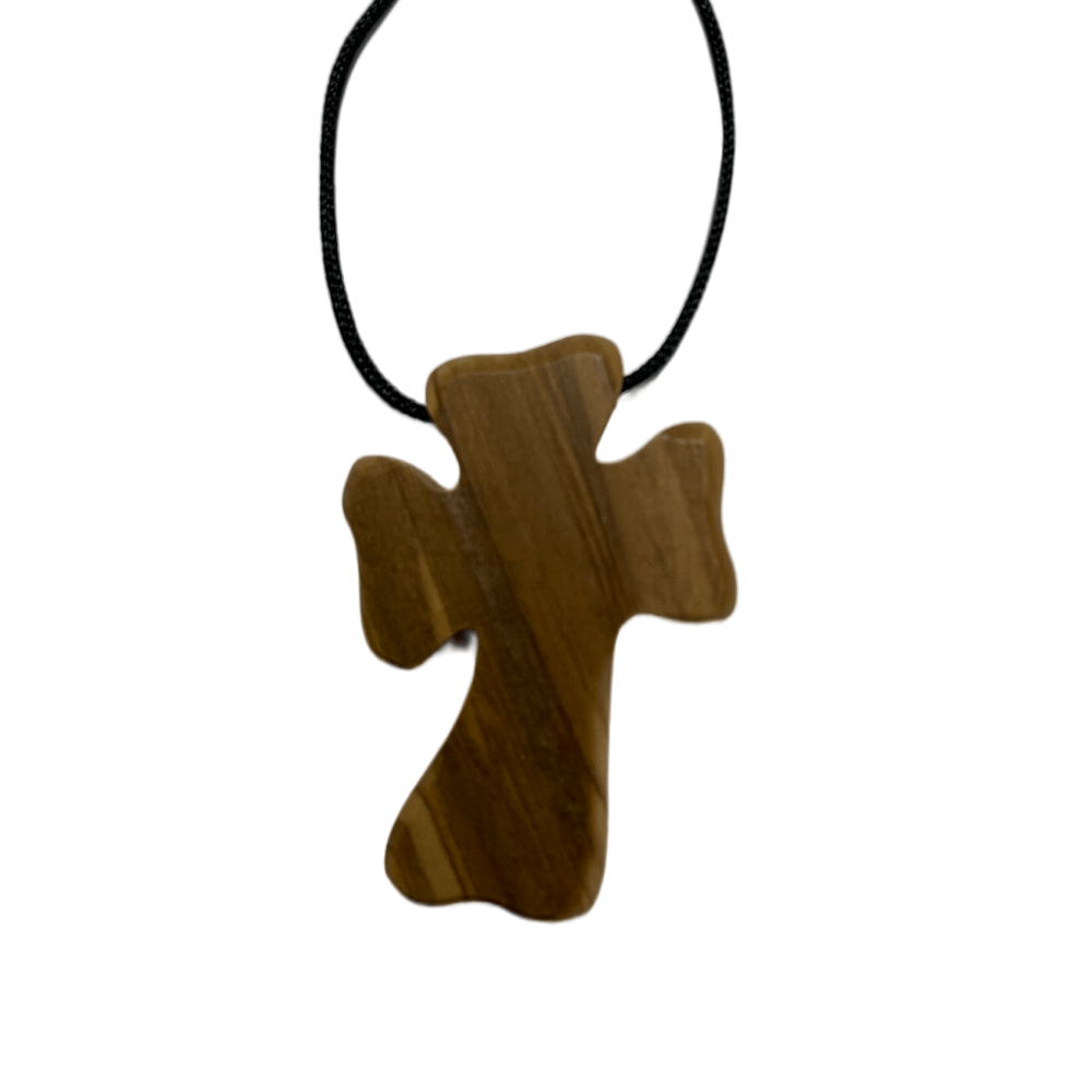 Olive Wood Holding Cross Pendant, Style HLWA35