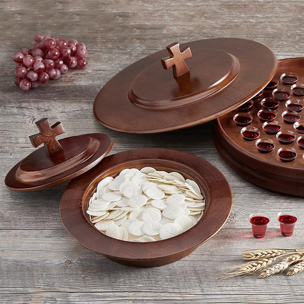 Walnut Stain Wood Communion Tray Lid