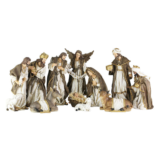 11 Piece Christmas Nativity Set with Figure Dressed in Real Fabric