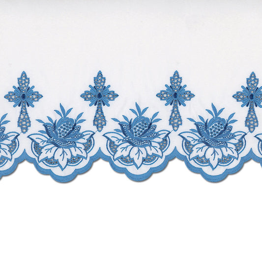 Blue Silk Embroidered Altar Cloth - Design BV1108B