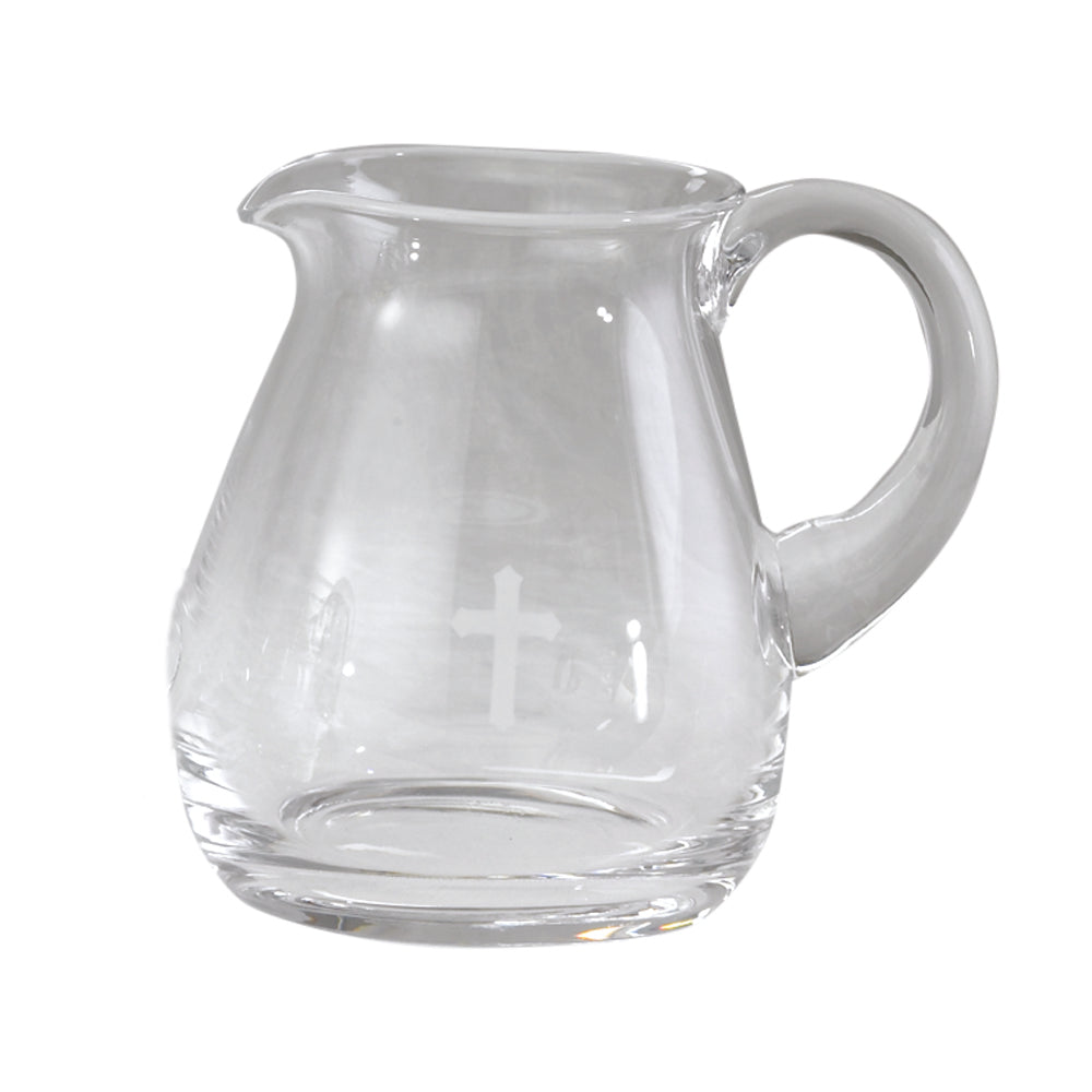 6" High Flagon Glass with Etched Cross