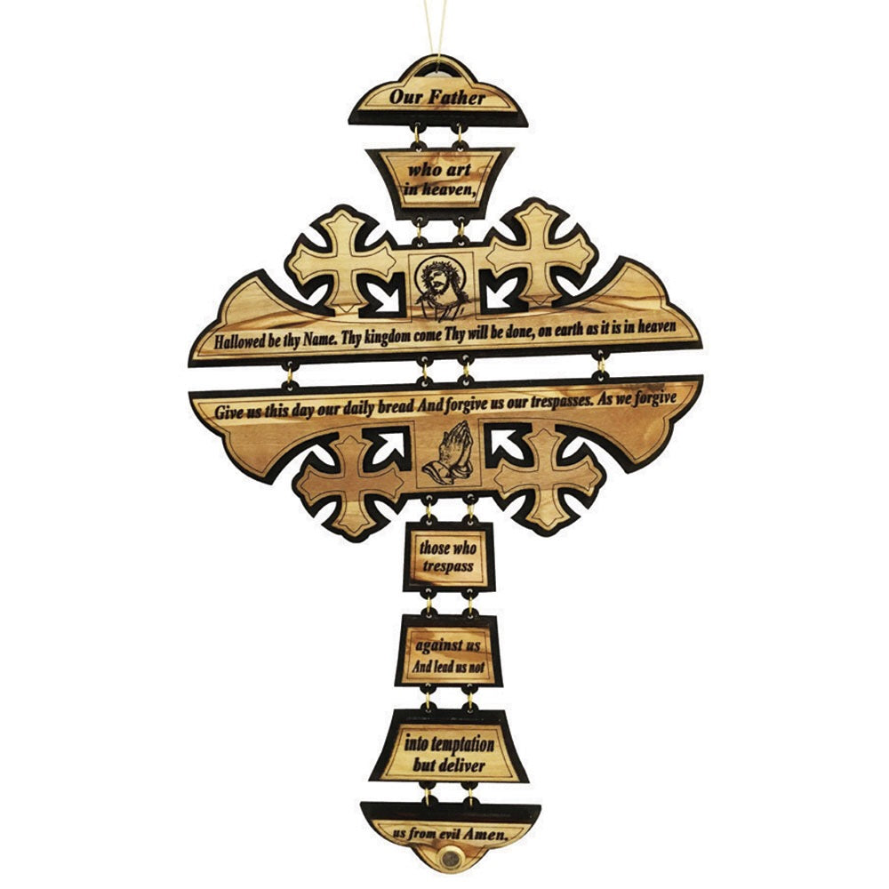 Olive Wood Our Father Praying Keepsake Cross