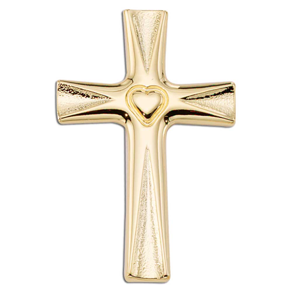 Cross with Heart in Centre Lapel Pin