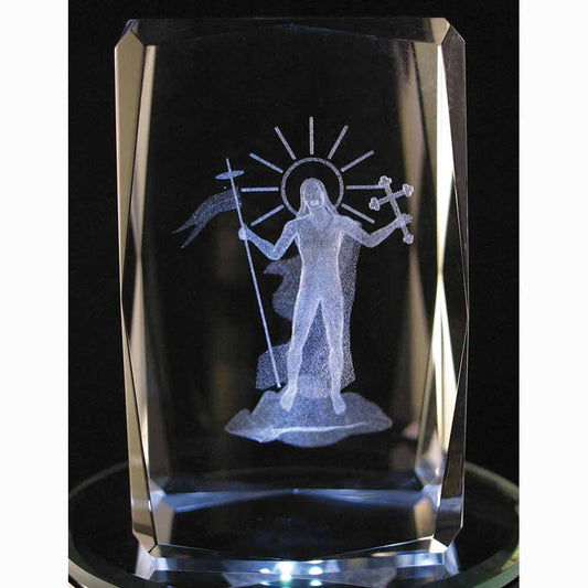 Laser Engraved Crystal Risen Christ