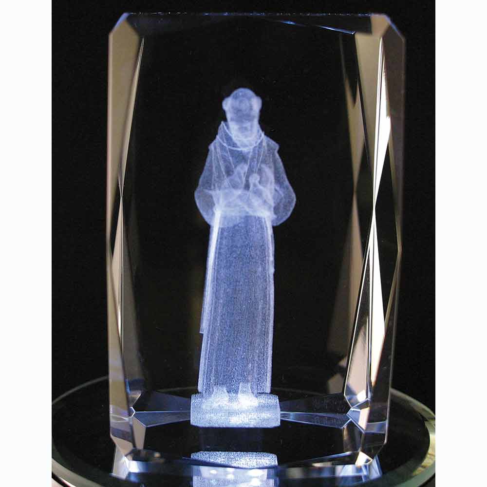 Laser Engraved Crystal St Francis