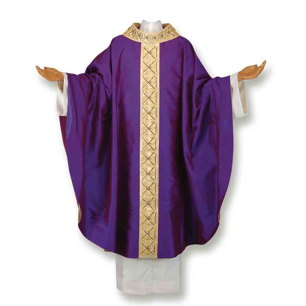 Pure Silk Greek Cross Chasuble Purple