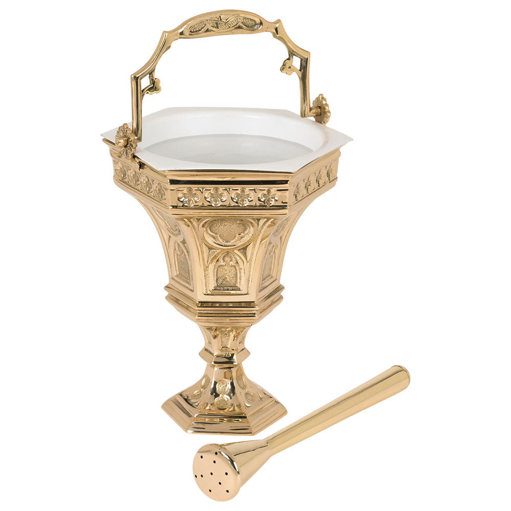 7 3/4” High Hexagon Holy Water Pot with Sprinkler