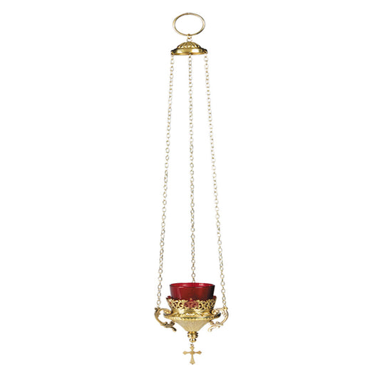 21" Hanging Votive Holder With Ruby Glass