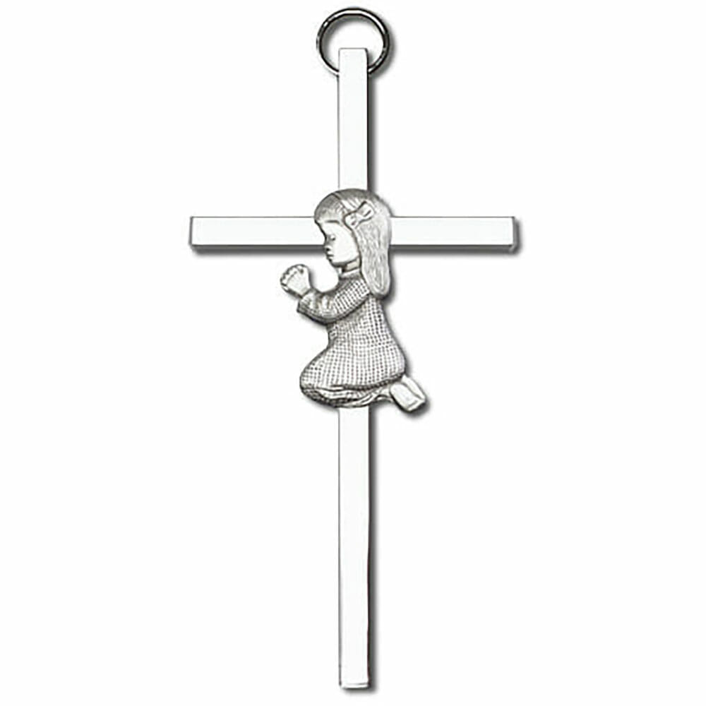 Praying Girl 6" Metal Wall Cross 4690