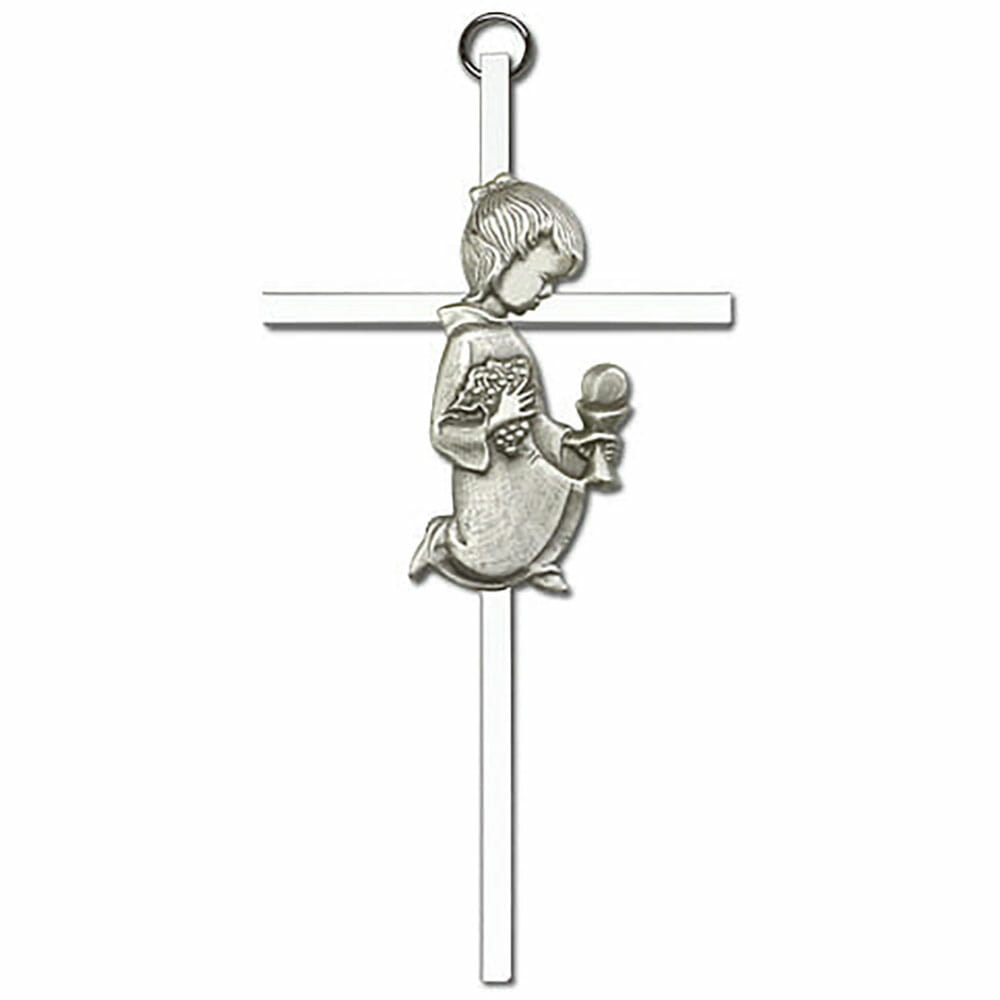 Communion Girl 6" Metal Wall Cross 4630