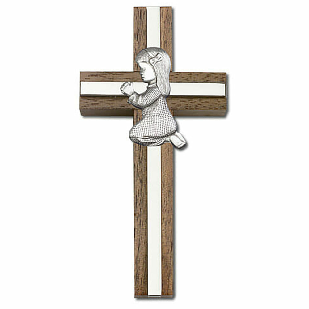Praying Girl 4" Wood Cross 5013
