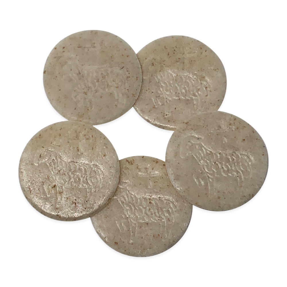 1 3/8" Diameter Lamb Design White or Wholemeal Box of 250-White