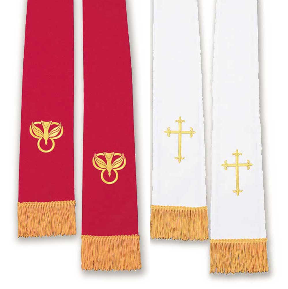 Set of Two Reversible Stoles in Purple/Green & White/Red