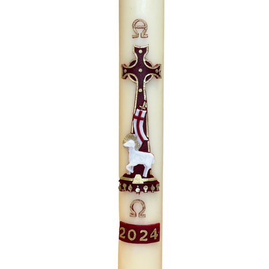 Red Lamb of God Paschal Candle