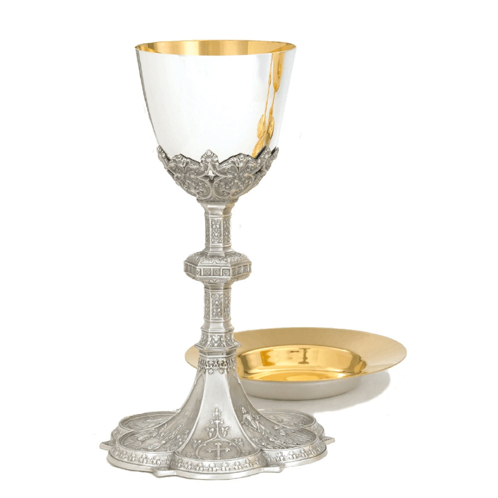 Chalice w/ 6 3/8" Well Paten, Silver, Gold-Line